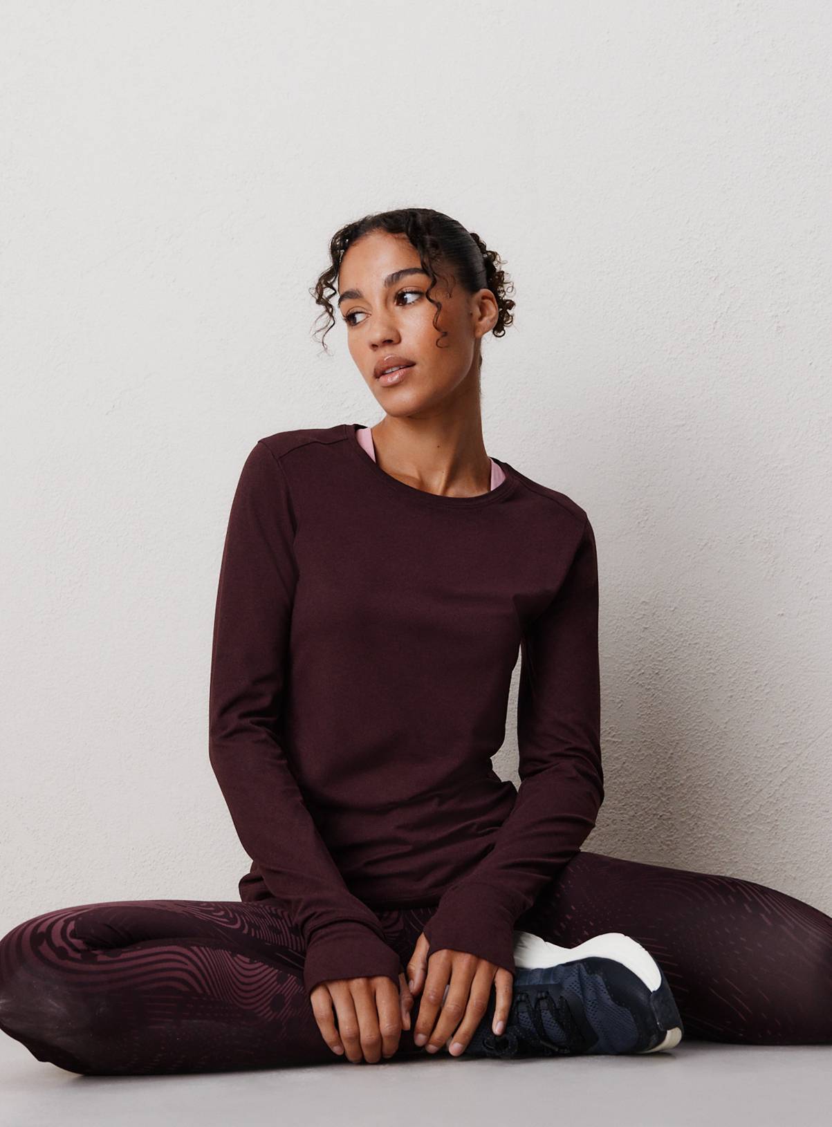 REAKTIV Dark Red Long Sleeve Soft Touch Marl Top L - Image 1
